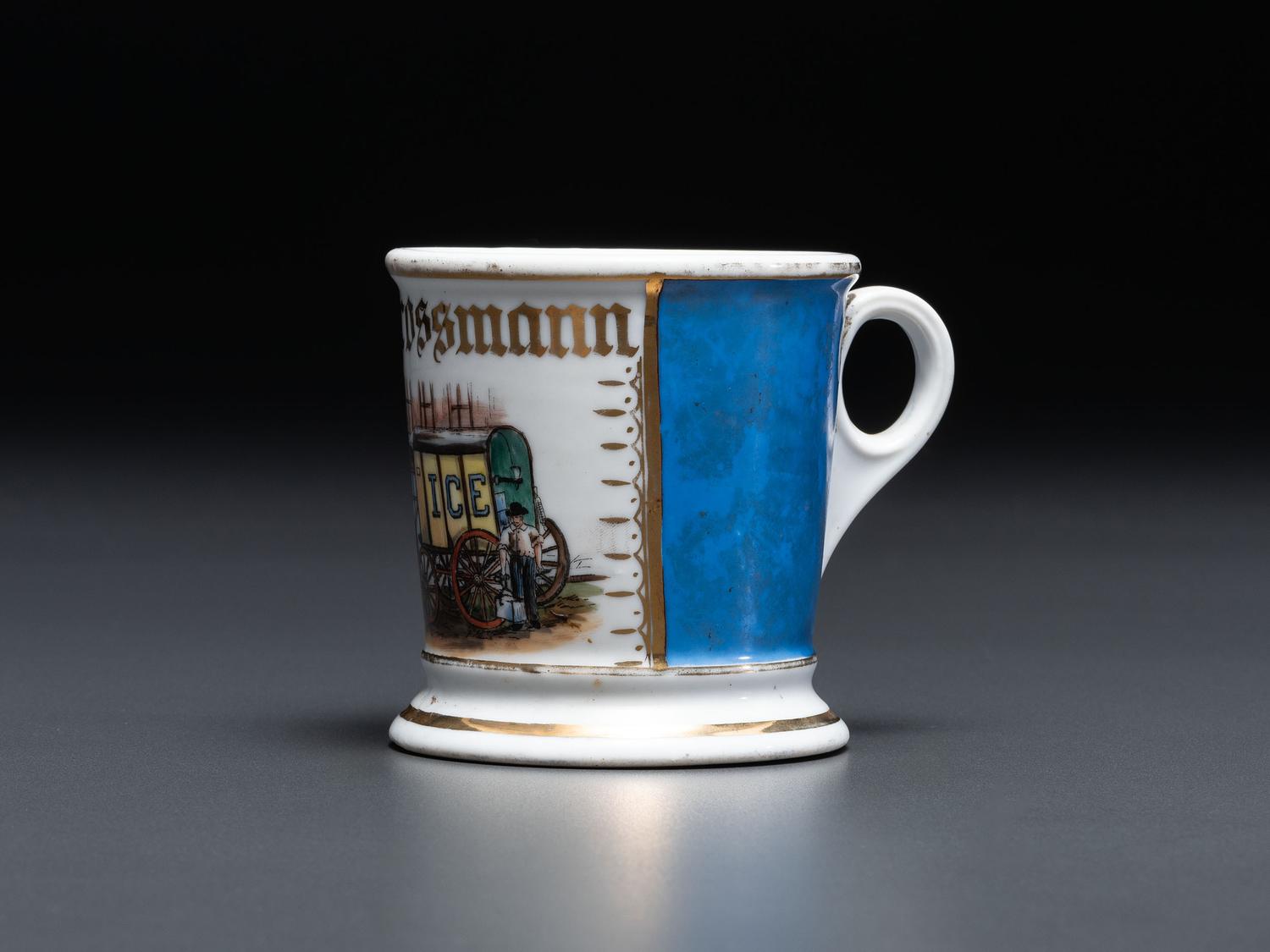 An Ice Deliveryman's Porcelain Occupational Shaving Mug