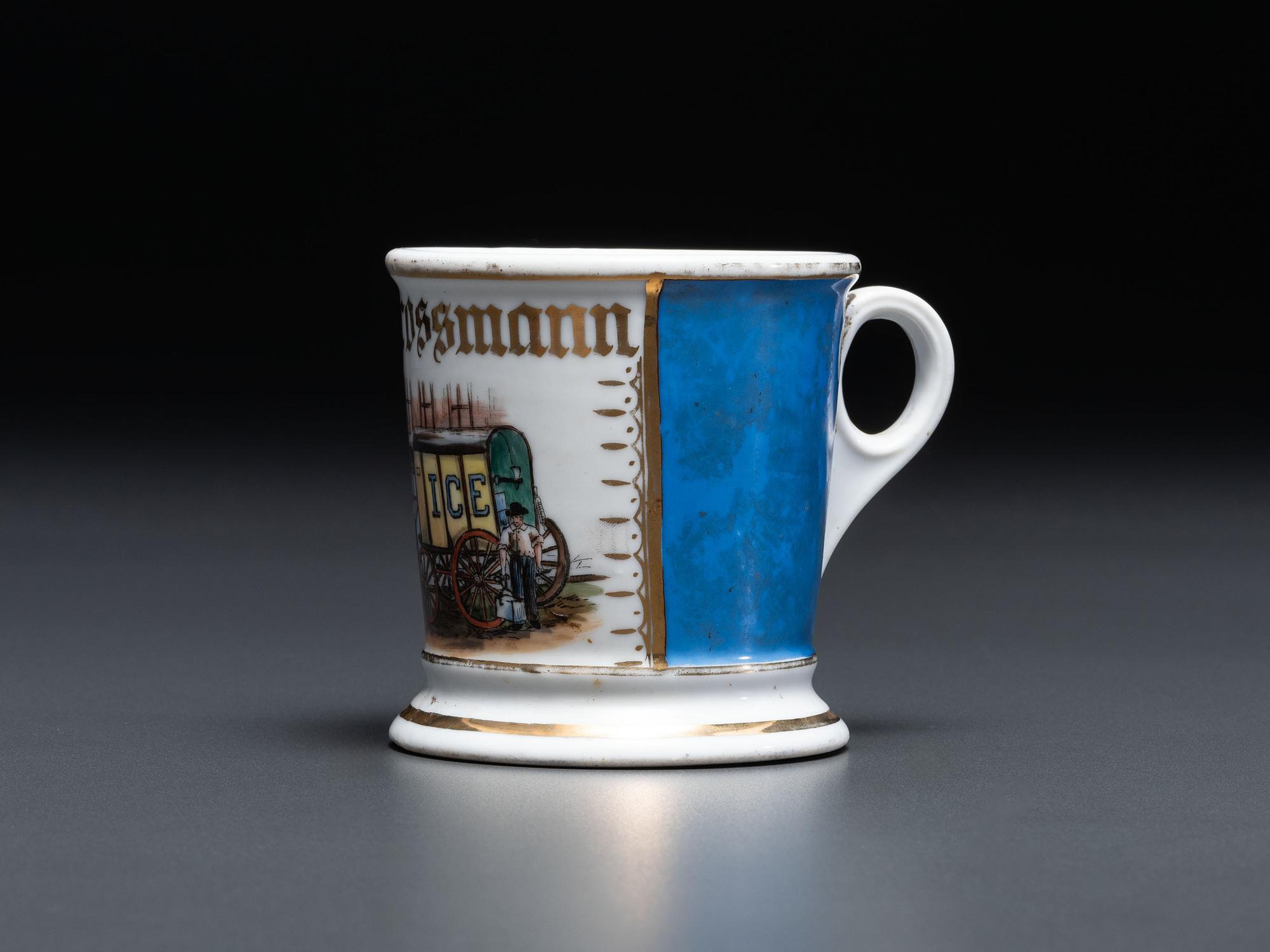 An Ice Deliveryman's Porcelain Occupational Shaving Mug