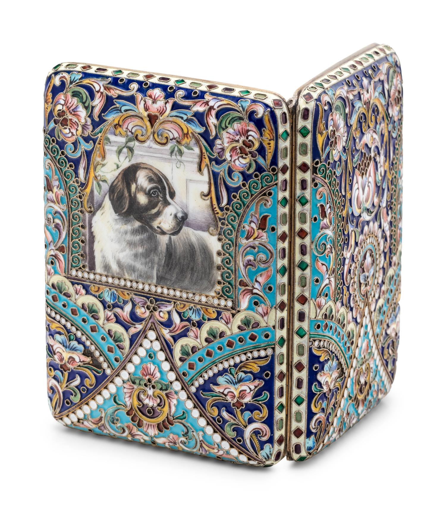 A Russian Silver and Enamel Cigarette Case