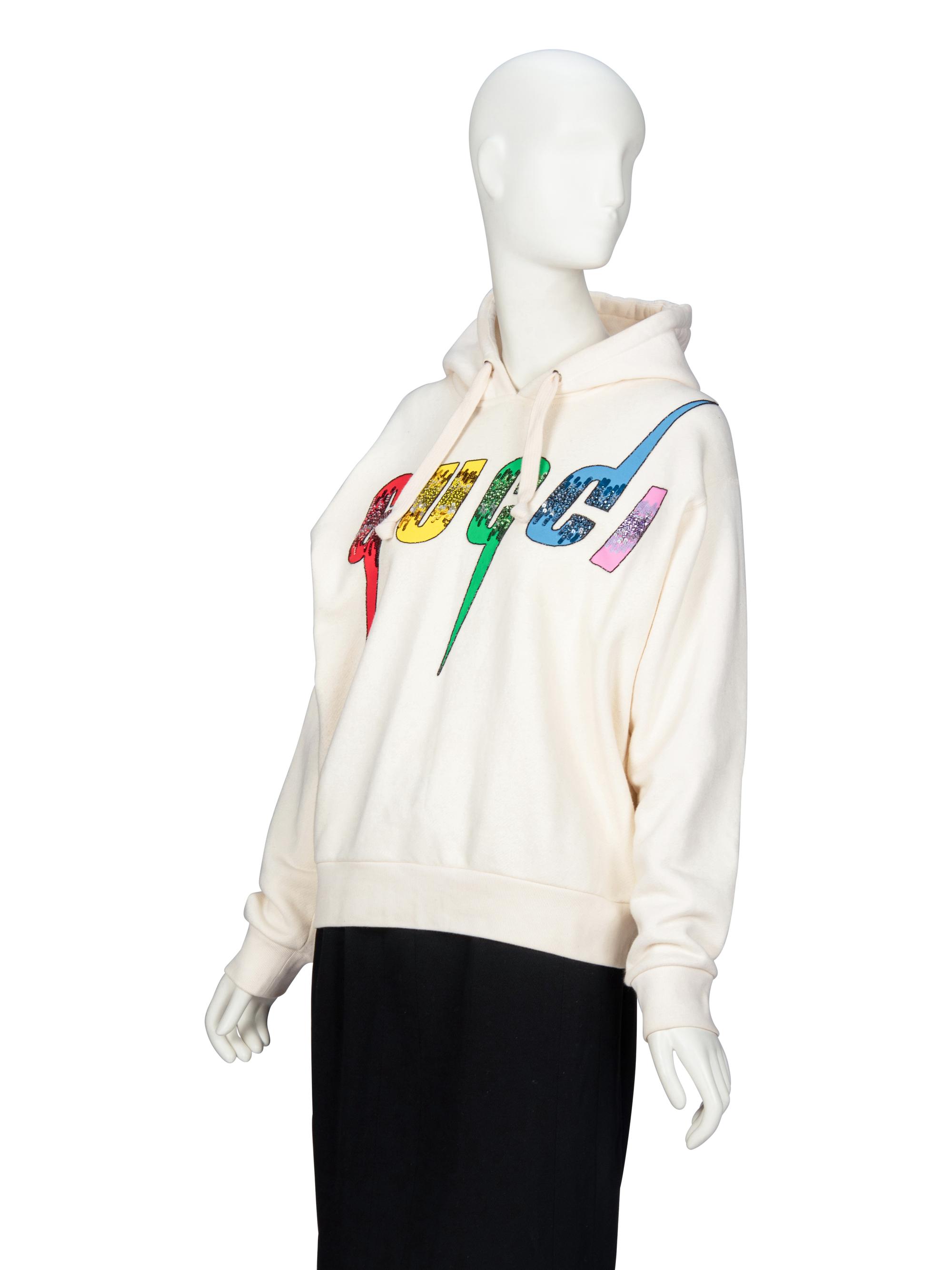 [ARO] GUCCI, EMBELLISHED LOGO HOODIE