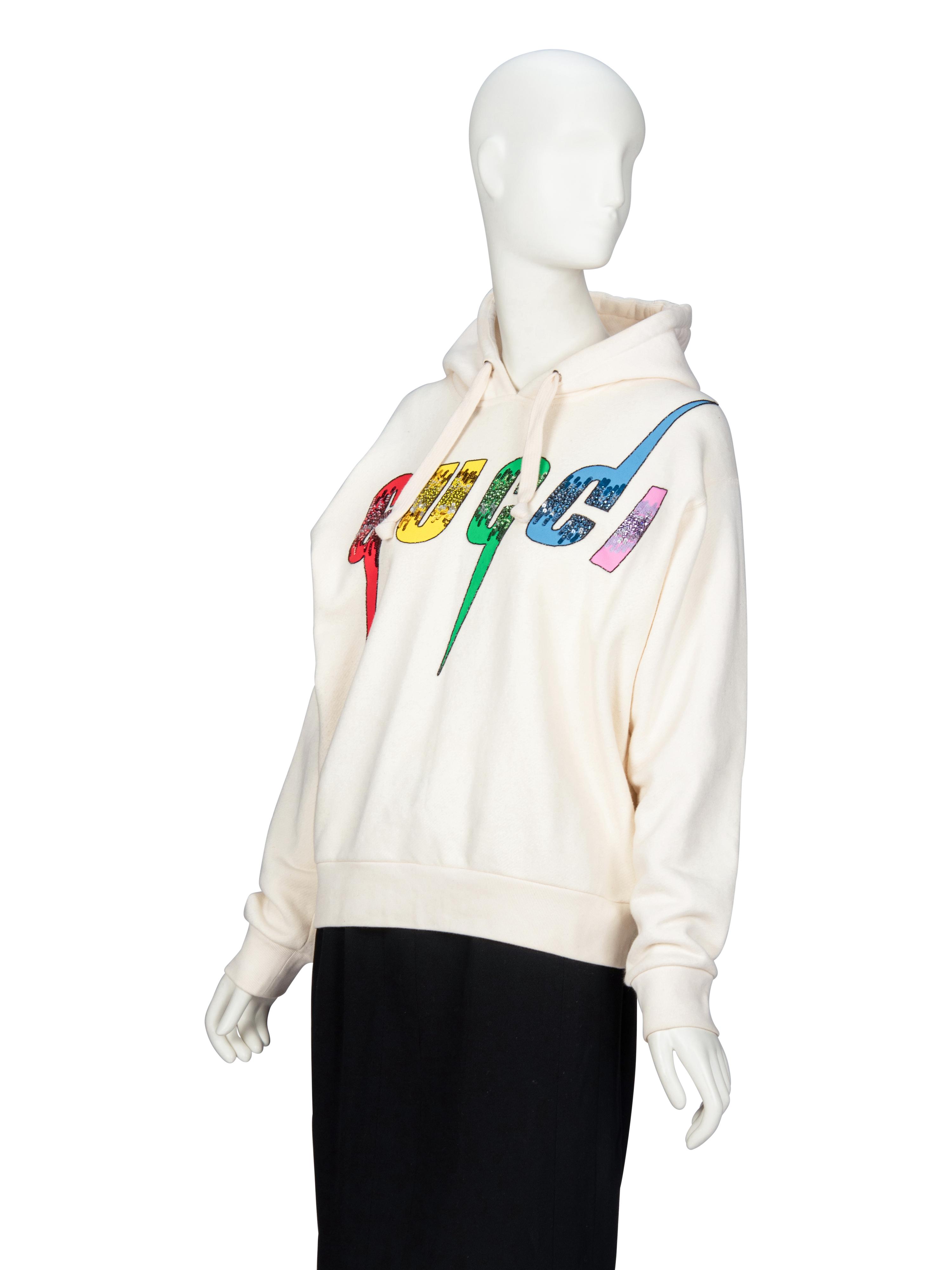 [ARO] GUCCI, EMBELLISHED LOGO HOODIE