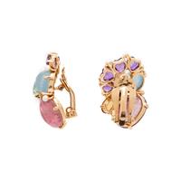 MULTIGEM AND CULTURED PEARL CLIP EARRINGS