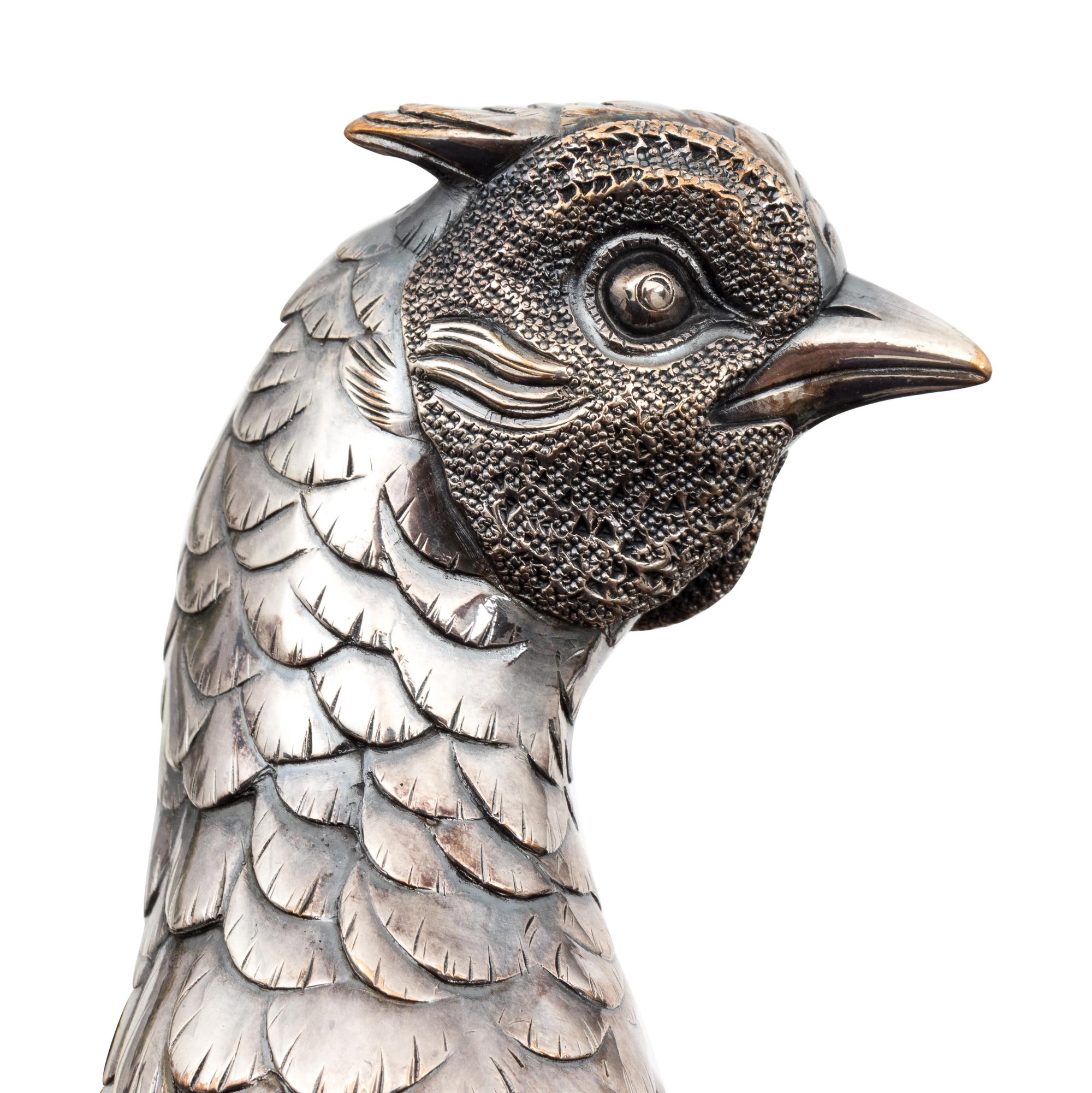 A Japanese Silver Metal Pheasant — 20TH CENTURY
