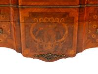 A Pair of Louis XV/XVI Transitional Style Gilt Bronze Mounted Marquetry Marble-Top Commodes