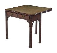 An Irish George III Mahogany Triple-Fold Game and Tea Table
