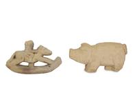 Pig and Child on Toy Horse (two works)