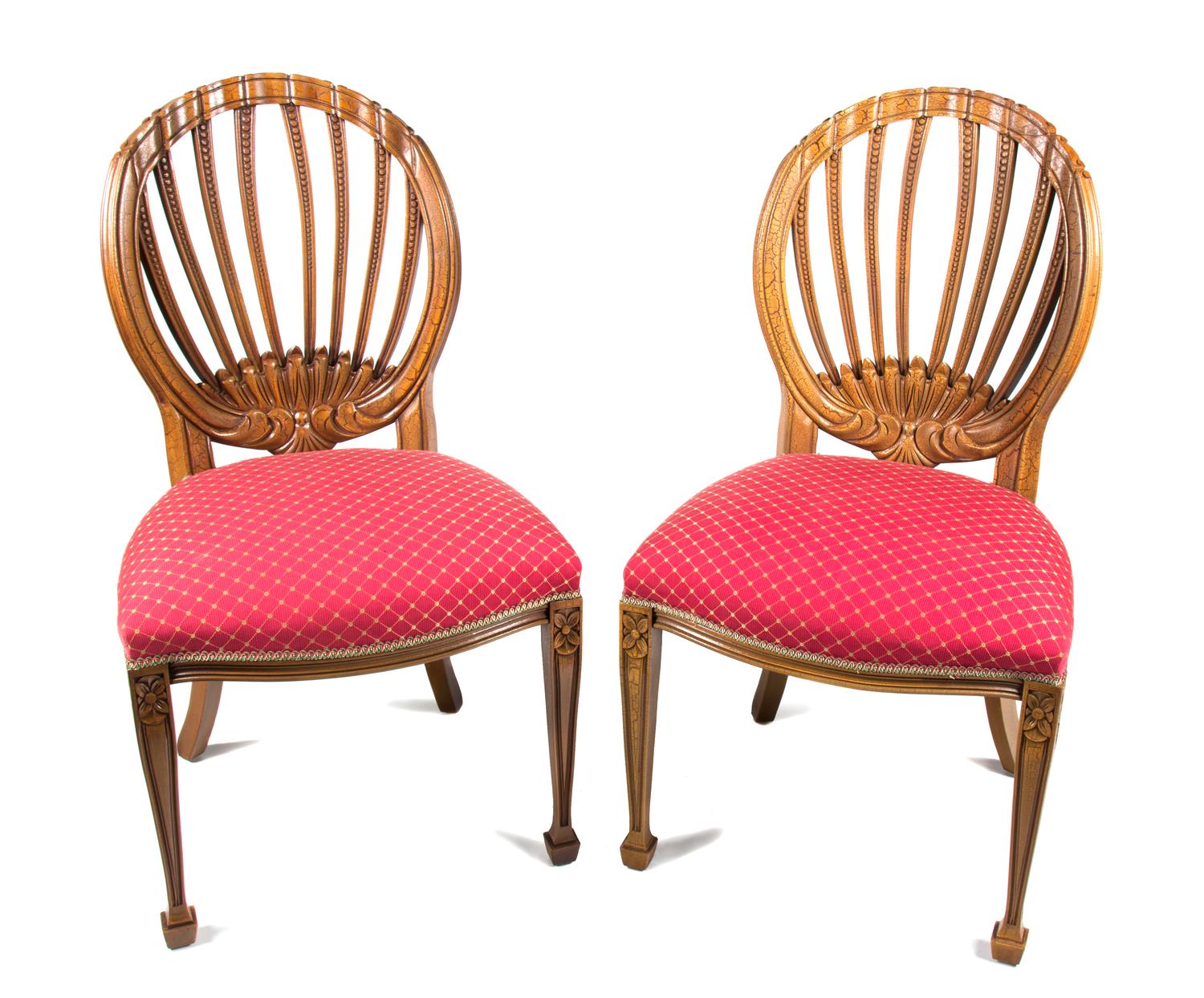 A Set of Six Walnut Dining Chairs Height 38 1/2 inches. — 20TH CENTURY