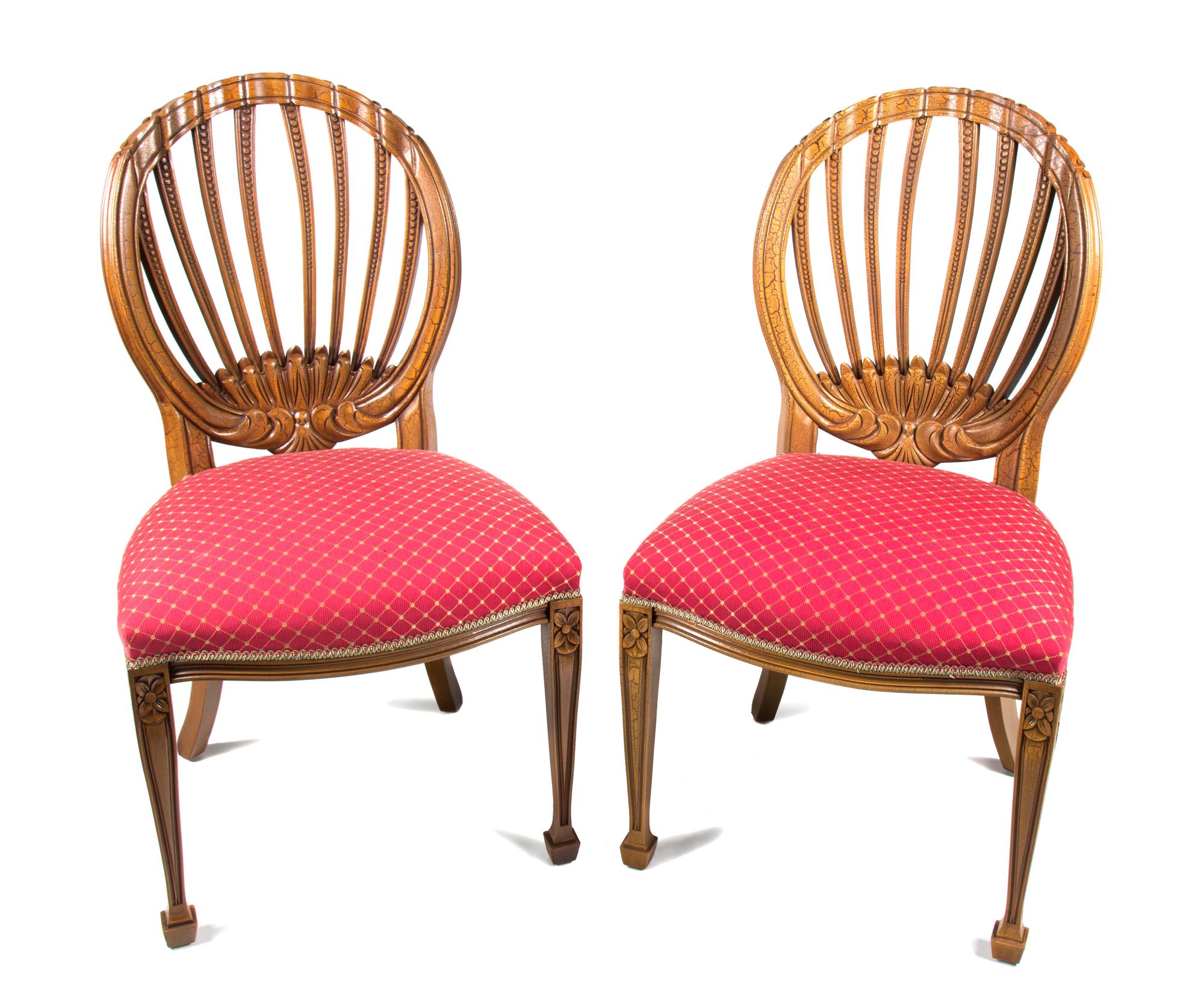 A Set of Six Walnut Dining Chairs Height 38 1/2 inches. — 20TH CENTURY