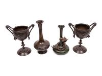 Two Pairs of Japanese Bronze Vessels