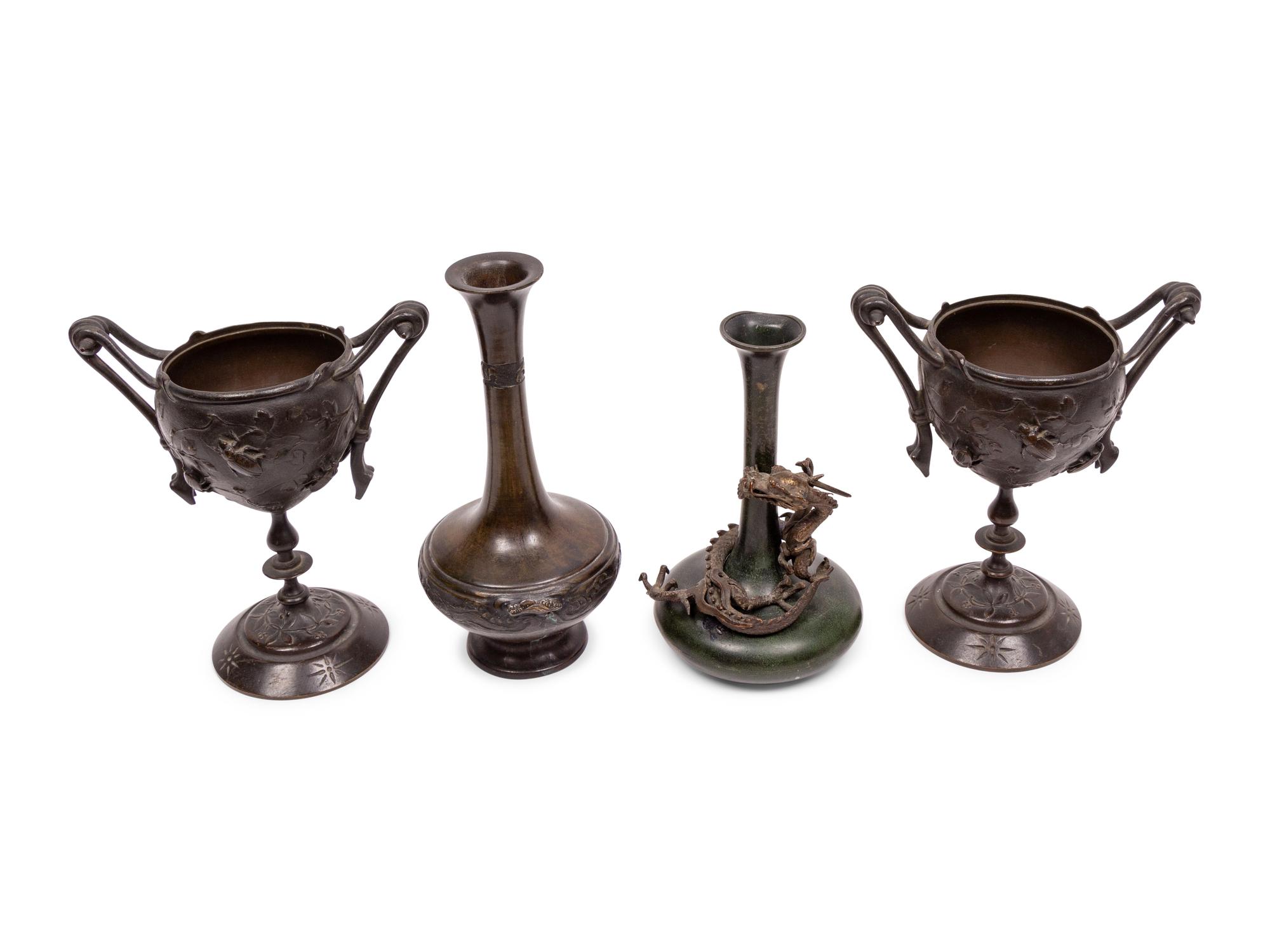 Two Pairs of Japanese Bronze Vessels