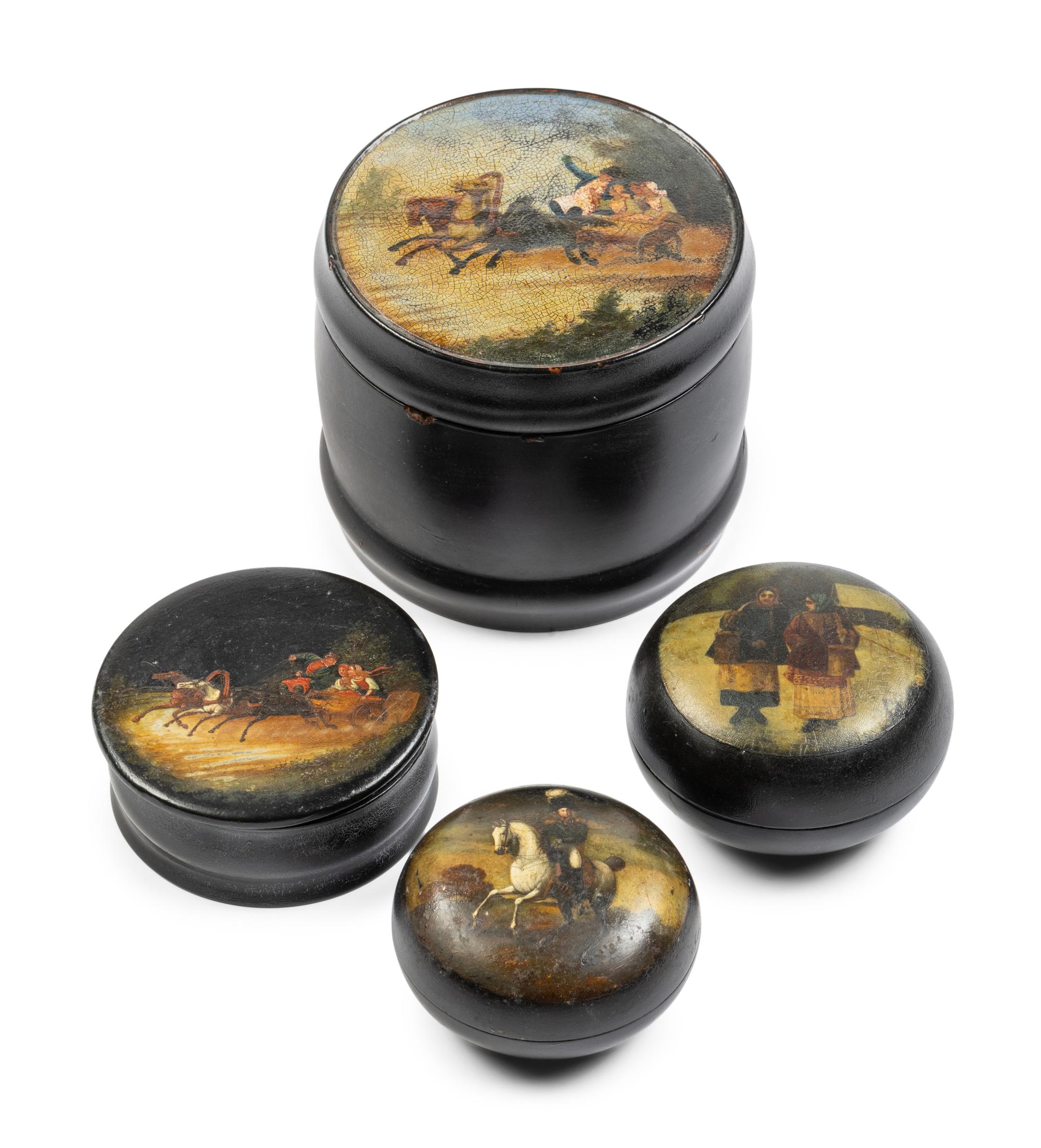 A Group of Eight Russian Lacquer Boxes