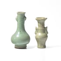 Two Small Chinese Celadon Glazed Vases, Ming Dynasty and Later