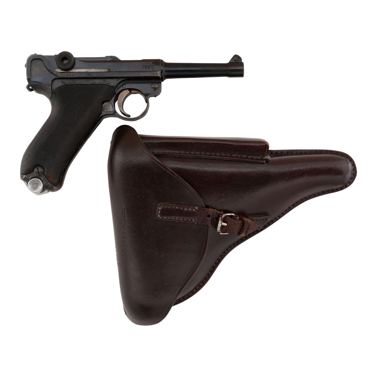 ** DWM P.08 Luger Made 1912 in Holster with Two WWII Magazines