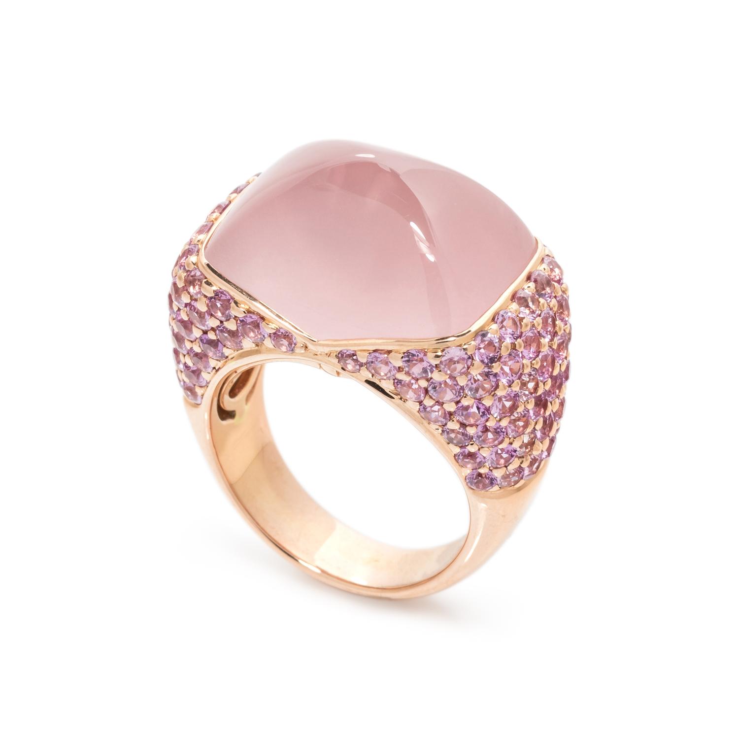 ROSE QUARTZ AND PINK SAPPHIRE RING
