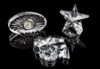 A Waterford Cut Glass Desk Clock Height of clock 2 1/2 inches. — SECOND HALF 20TH CENTURY