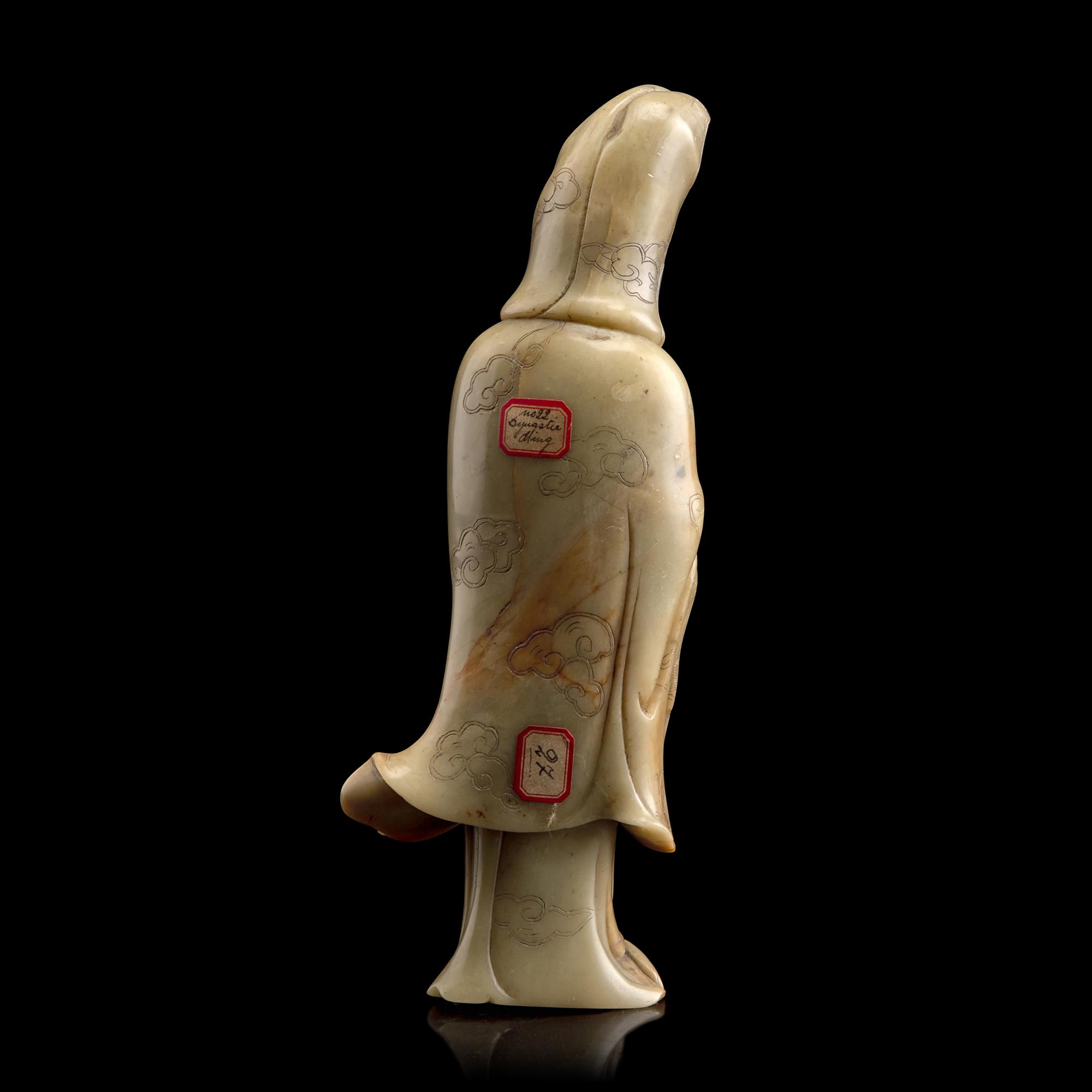 A Chinese Carved Soapstone Meiren , Qing Dynasty 清 壽山石雕美人像