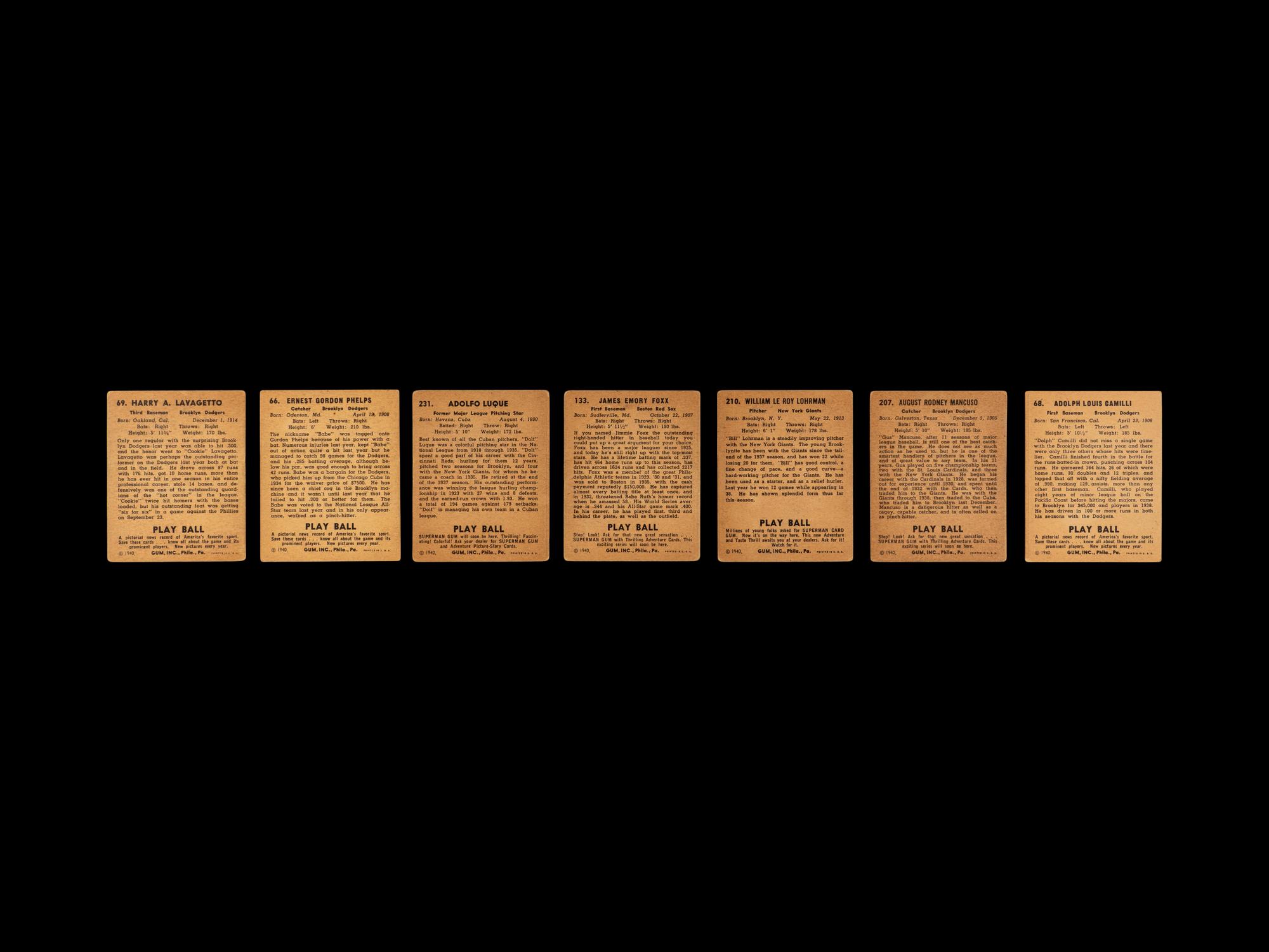 A Collection of 1939 and 1940 Play Ball Baseball Cards Including Jimmie Foxx and Multiple Hall of Famers