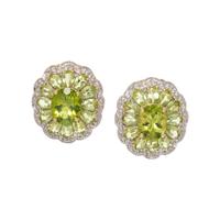 PERIDOT AND DIAMOND EARCLIPS
