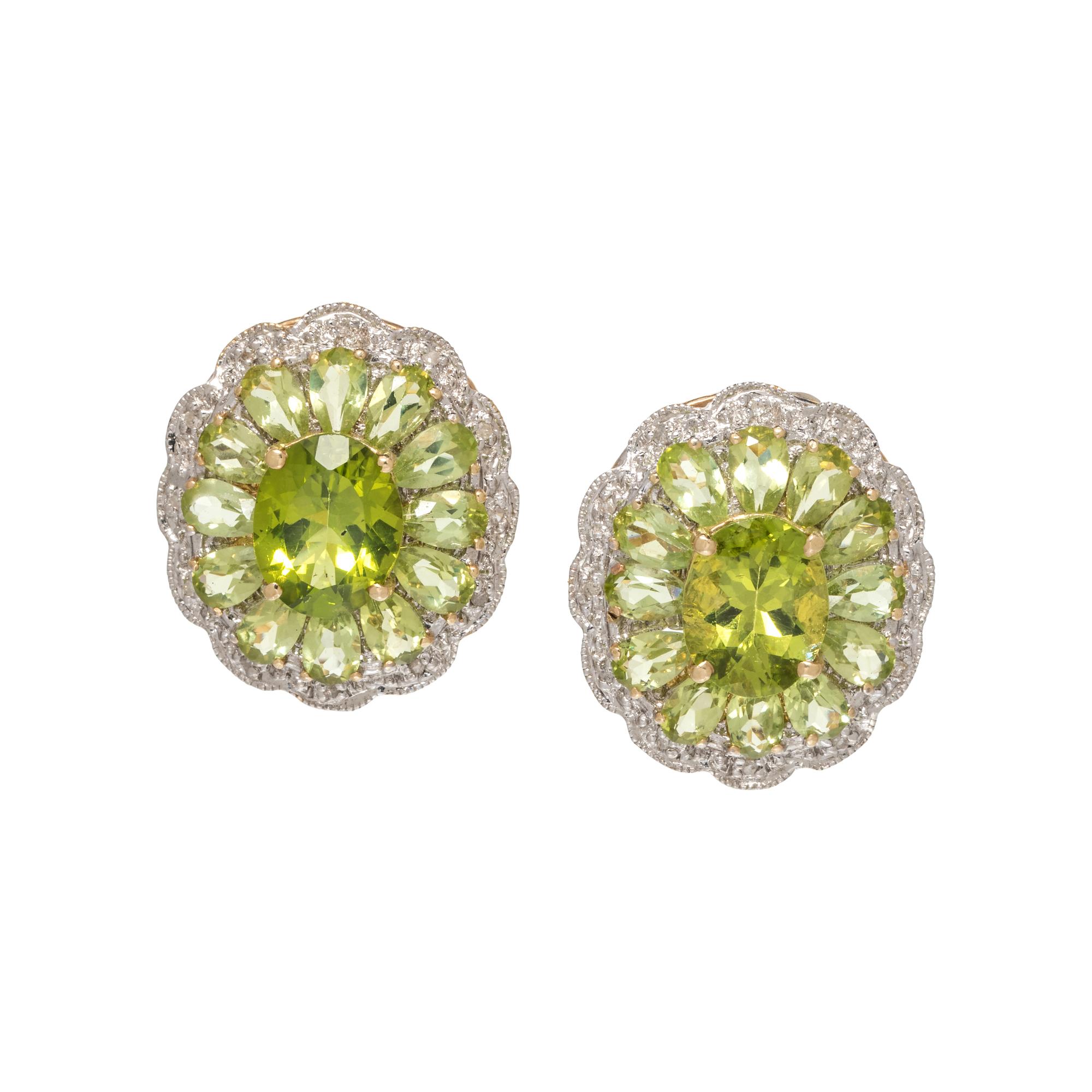 PERIDOT AND DIAMOND EARCLIPS