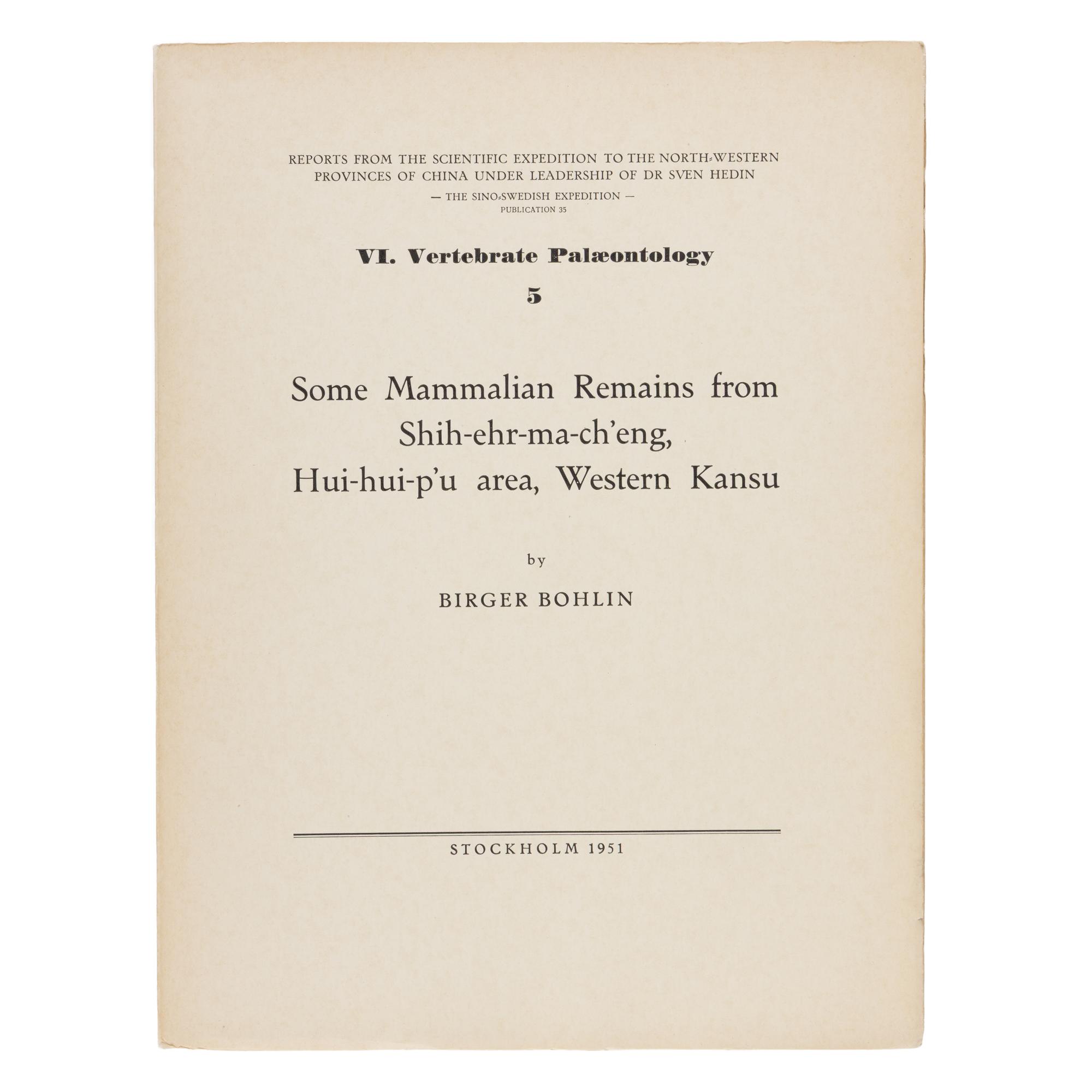 [Travel & Exploration]. (Hedin, Sven). Reports from the Scientific Expedition to the North-Western Provinces of China Under the Leadership of Dr. Sven Hedin