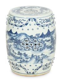 A Chinese Blue and White Porcelain Garden Seat