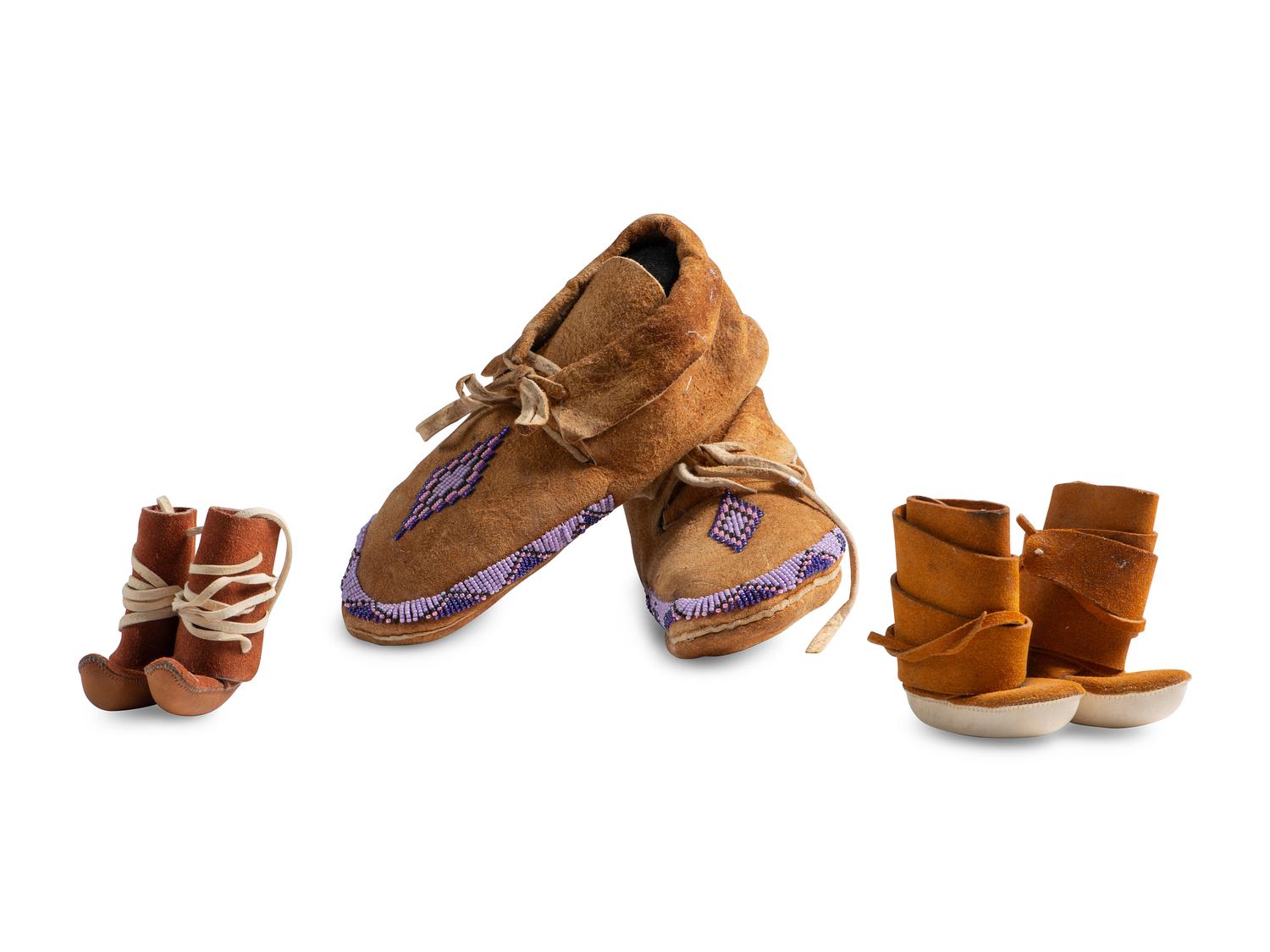 Plains Beaded Moccasins AND Pueblo Doll Moccasins, PLUS