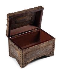 A Middle Eastern Silver-Inlaid Copper Table Casket