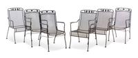 A Suite of Black-Painted Iron Garden Furniture