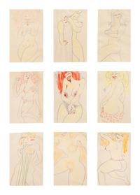 William Scharf, (American, b. 1927), Untitled (Nine Studies of the Female Form)