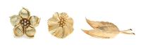 A Collection of 14 Karat Yellow Gold and Diamond Brooches, 12.10 dwts.