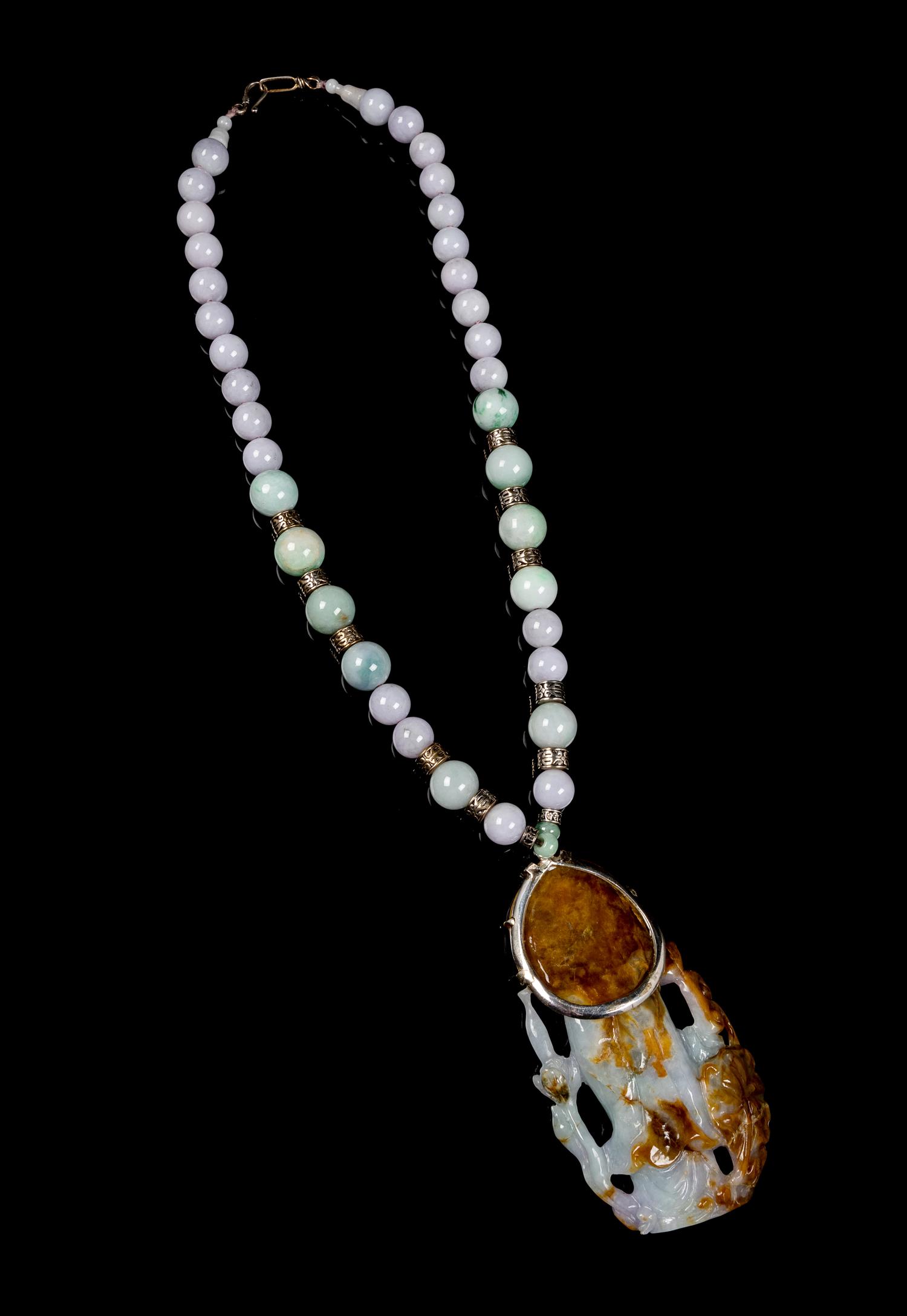 A Chinese Jadeite Beaded Necklace
