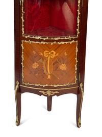 A Louis XV Style Gilt Metal Mounted Marquetry Corner Vitrine — 20TH CENTURY
