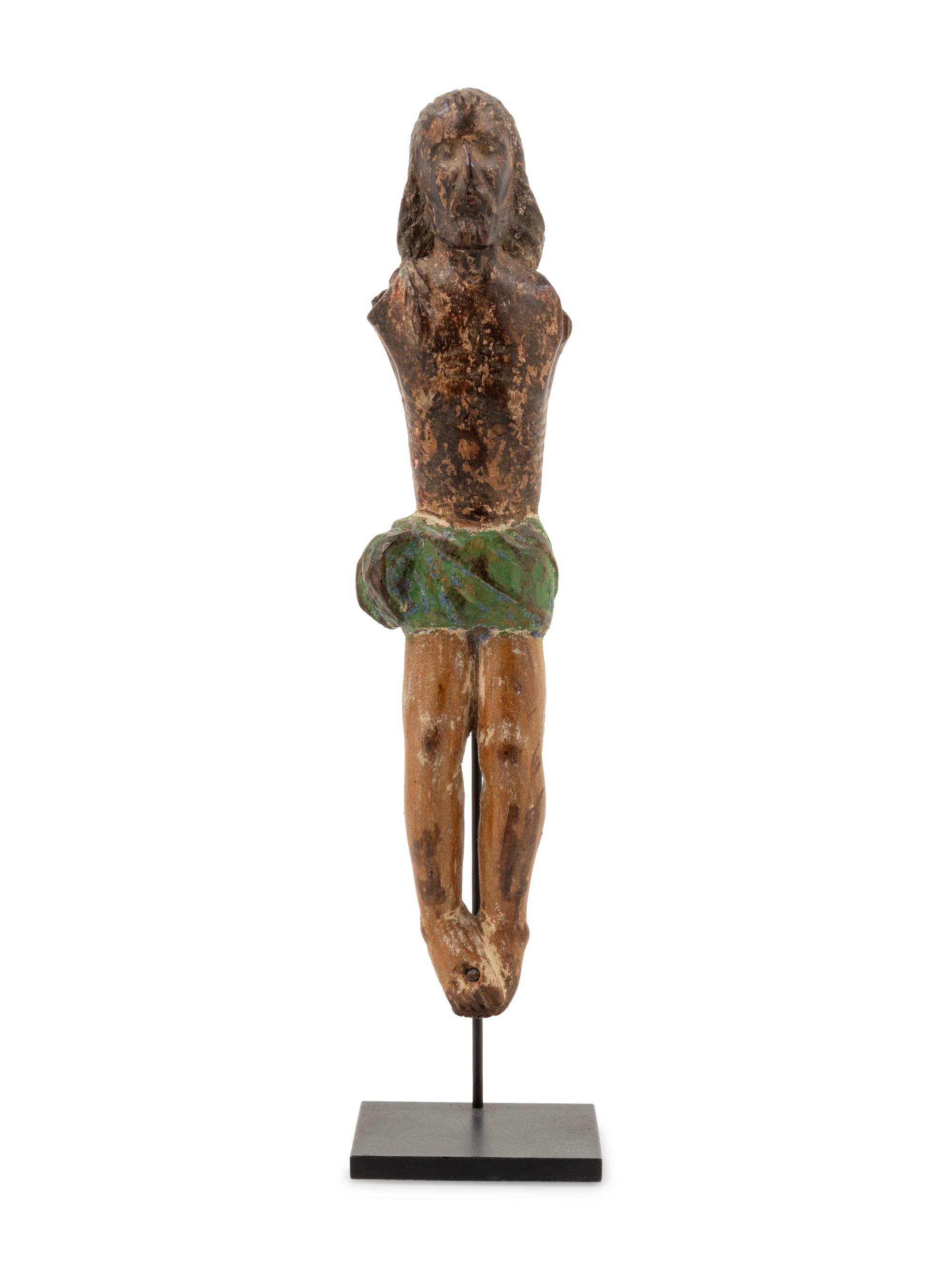A Spanish Colonial Carved Wood Corpus Figure