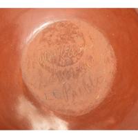 Carved Redware Jar, with Repeating Feather Design