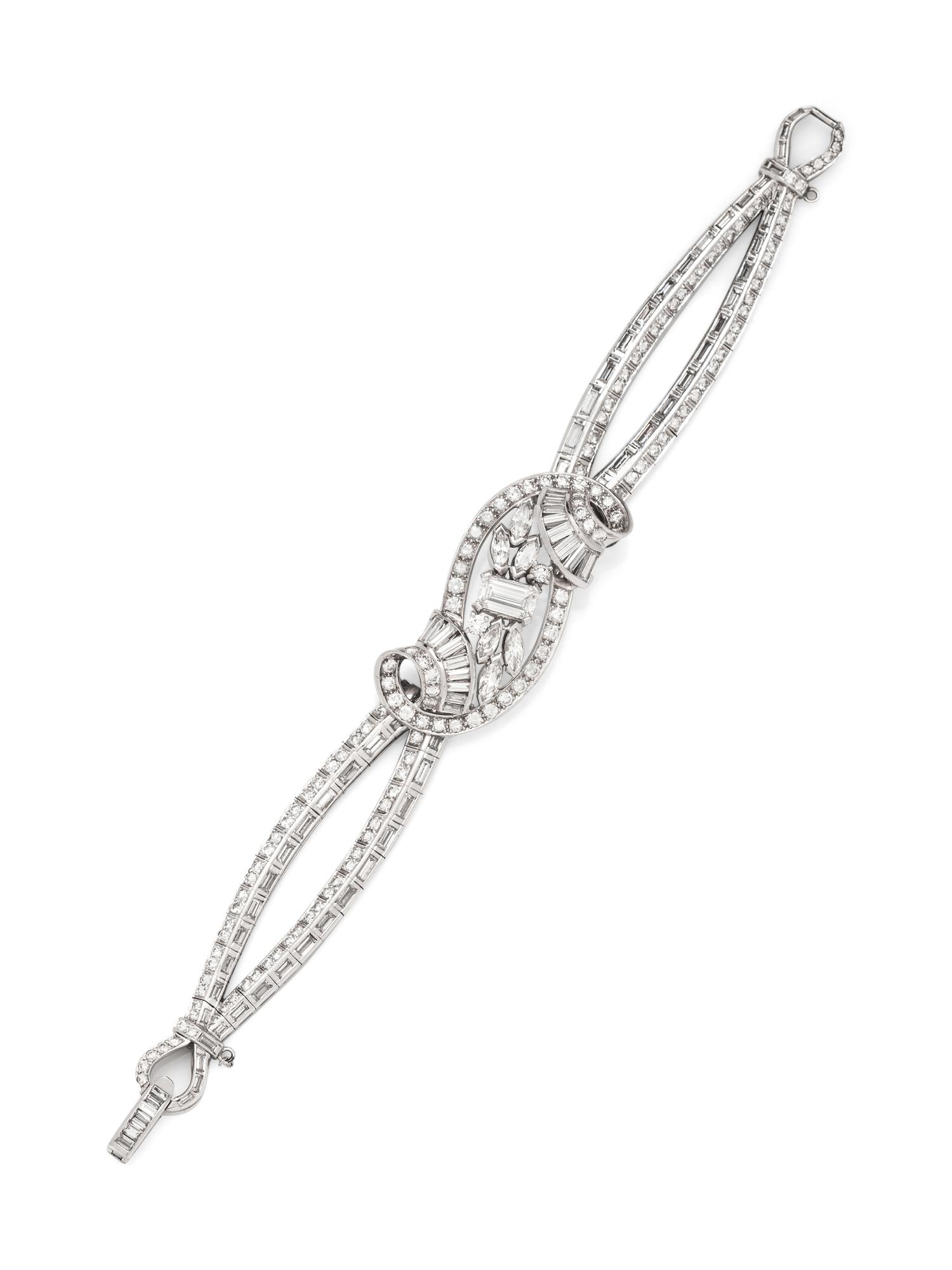A Platinum and Diamond Bracelet,