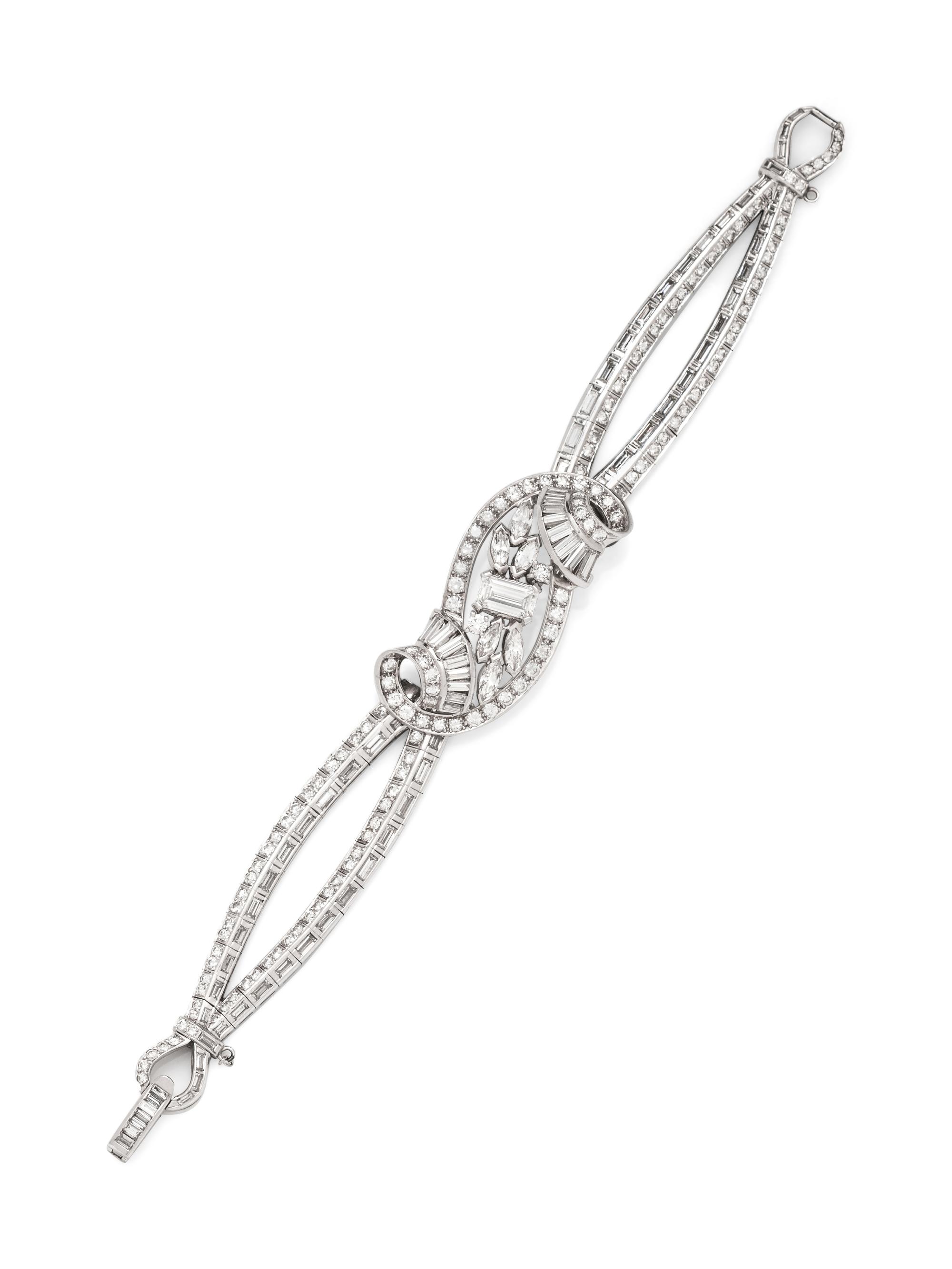 A Platinum and Diamond Bracelet,