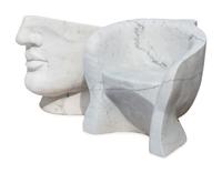 A Pair of Italian Carved White Marble “Face” Chairs