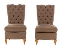 A Pair of French Art Deco Tufted Back Slipper Chairs