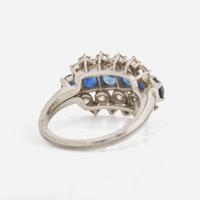 A J.E. Caldwell Platinum, Sapphire, and Diamond Ring