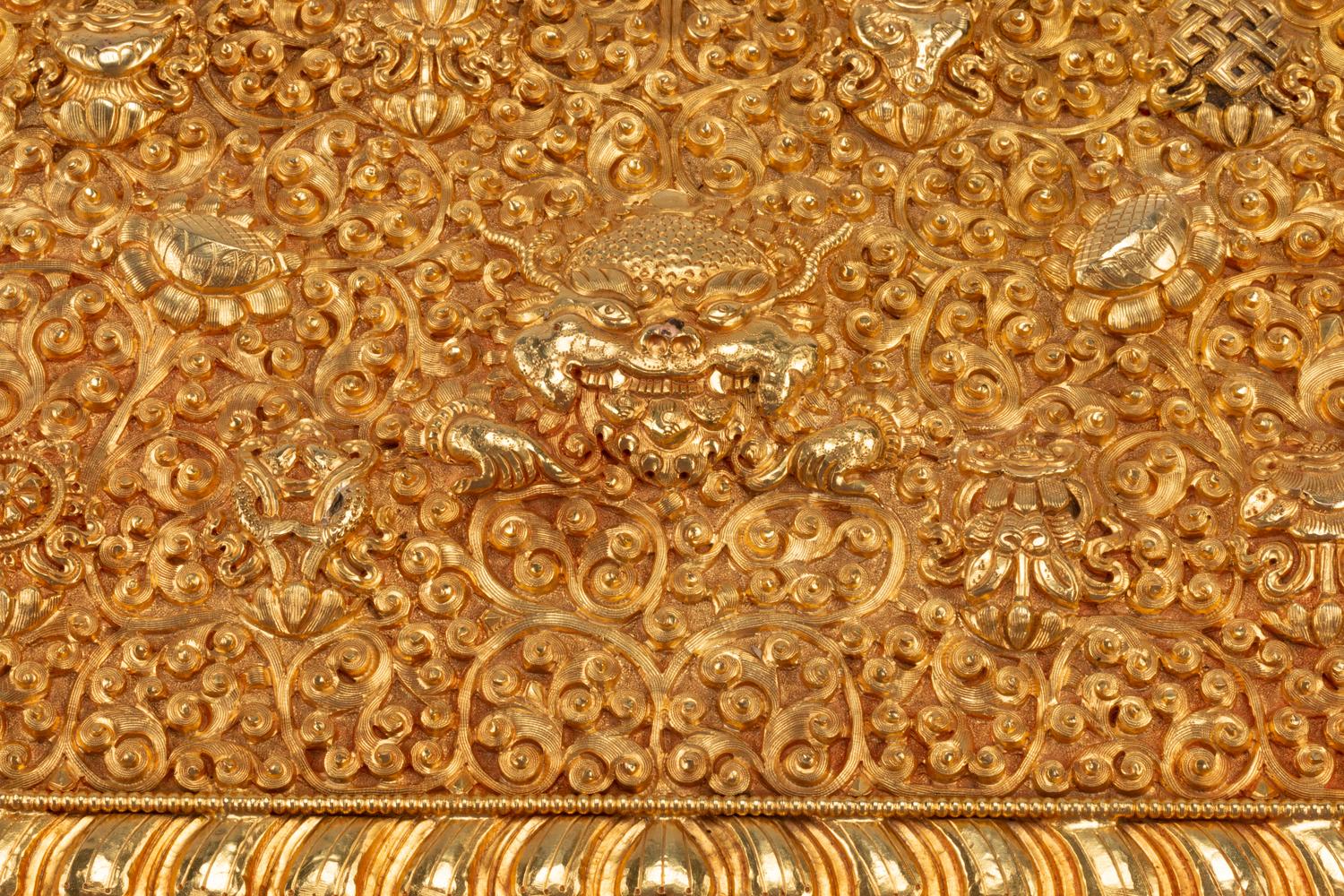 A Tibetan Style Gilt Bronze Table Casket