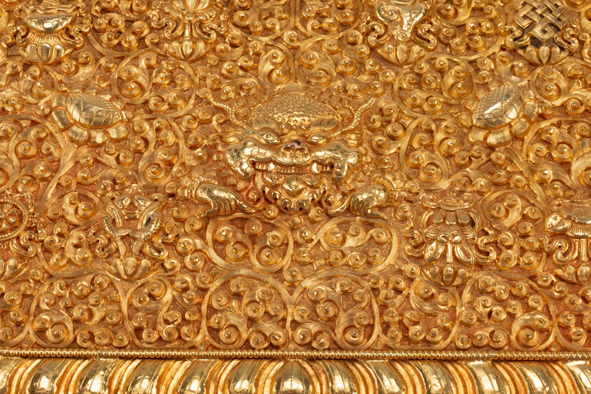 A Tibetan Style Gilt Bronze Table Casket