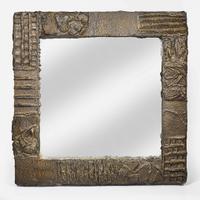 Paul Evans (American, 1932-1984) Sculpted Bronze Wall Mirror, USA, 1971