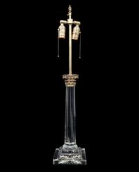 A Contemporary Gilt-Metal-Mounted Glass Columnar Table Lamp — 20TH CENTURY