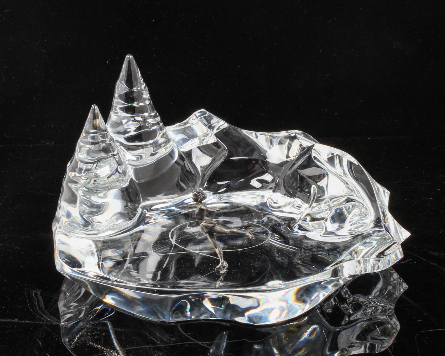A Baccarat Glass Sculpture, Peter Yuram, 1978 Height 5 x width 8 1/2 inches.