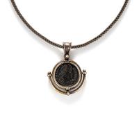 Three Greco-Roman Silver Coins — Set in silver and gold necklaces