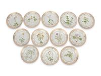 A Set of Twelve Royal Copenhagen Flora Danica Porcelain Soup Bowls