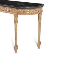 A Pair of Painted and Marble-Top Console Tables
