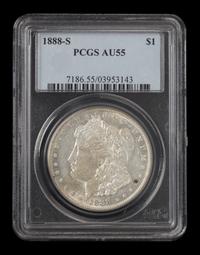 A United States 1888-S Morgan Silver Dollar Coin
