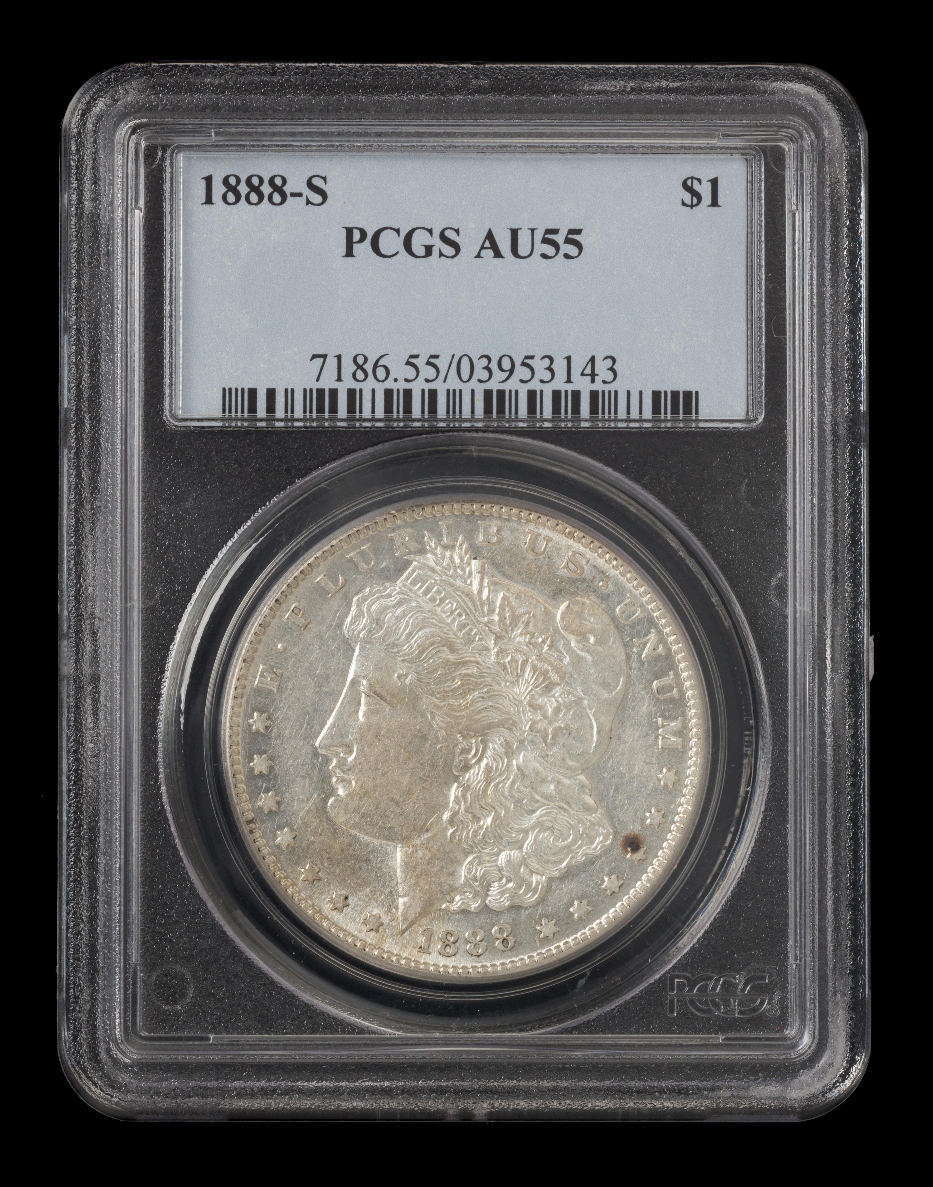 A United States 1888-S Morgan Silver Dollar Coin