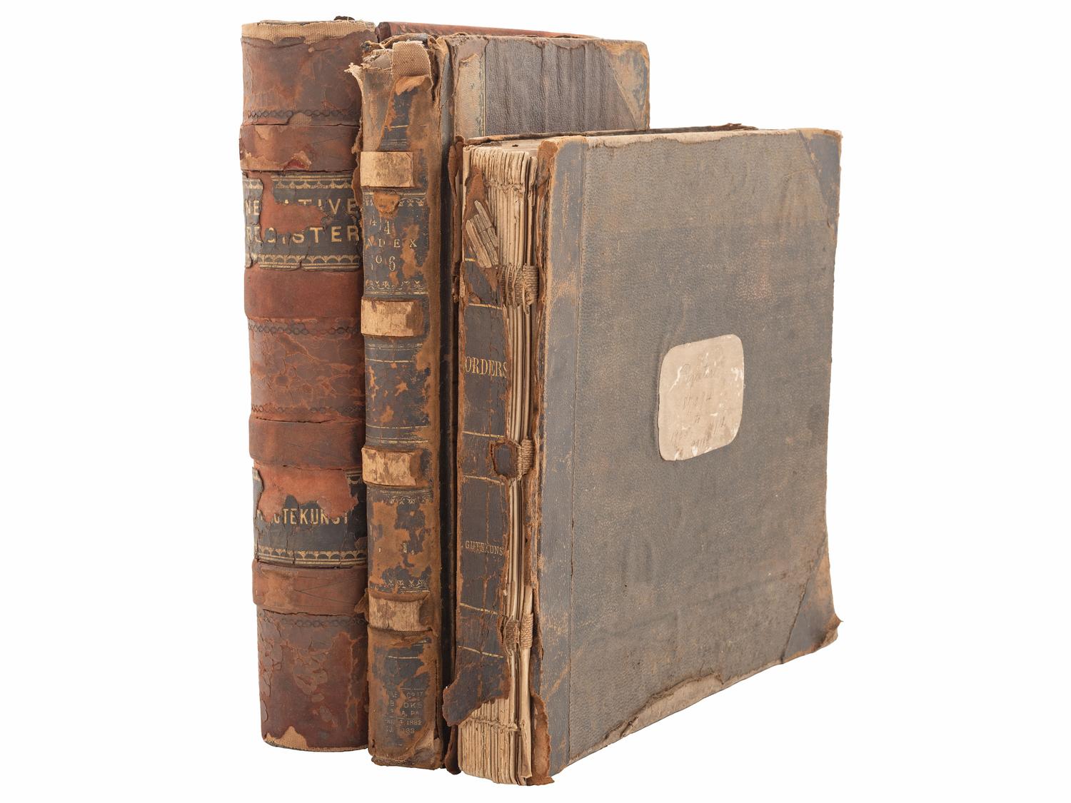 [EARLY PHOTOGRAPHY]. A group of 3 ledgers kept by American photographer F. Gutekunst. Ca 1880s-1910s.